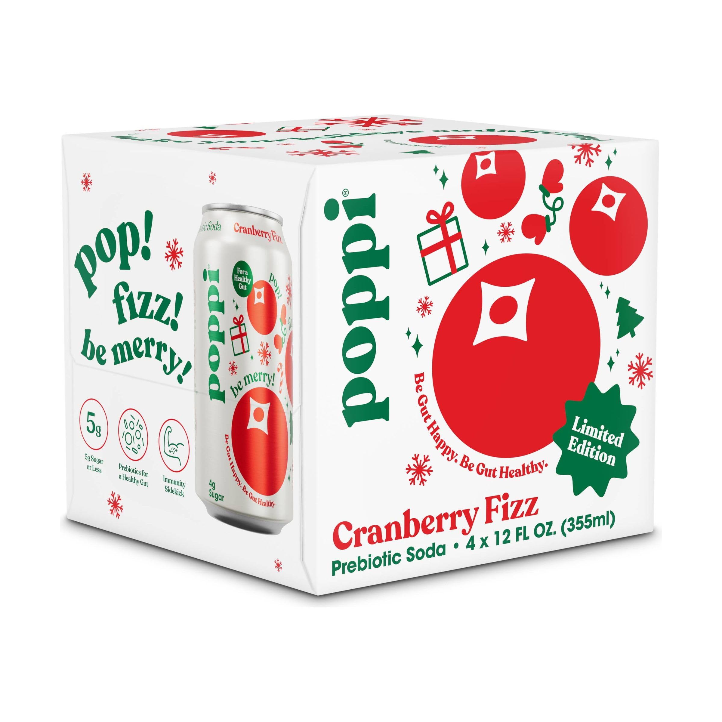 Amazon.com : Poppi Cranberry Fizz Prebiotic Soda 4Pk Cans, 12 Fz